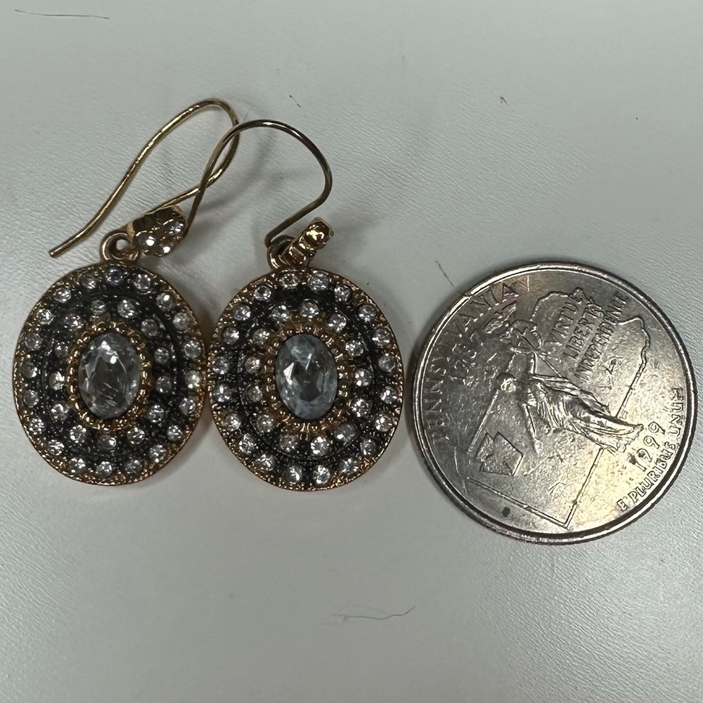 Stella and Dot Elegant Gold and Silver Oval Earrings